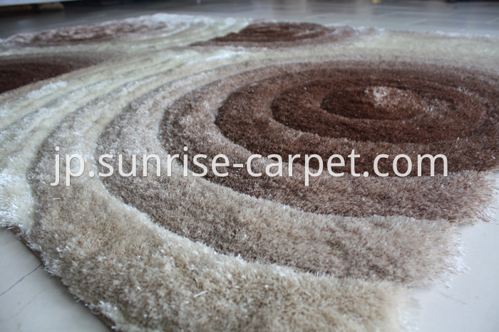 Polyester Silk Shaggy 3D Beige Rug